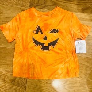 Orange Tie-Dye Pumpkin Face Kids Tee